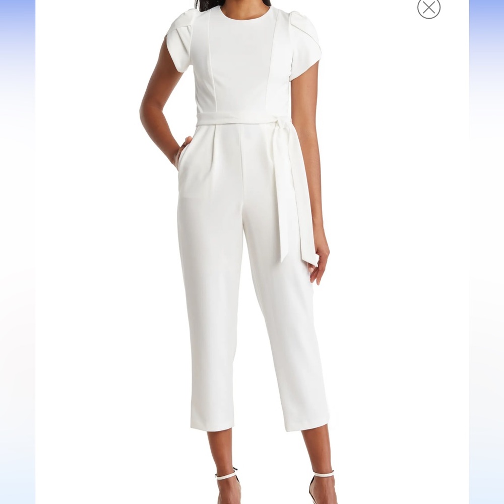NWT! Women’s Calvin Klein Ivory Business Casual Jumpsuit with Pockets - Picture 4 of 13